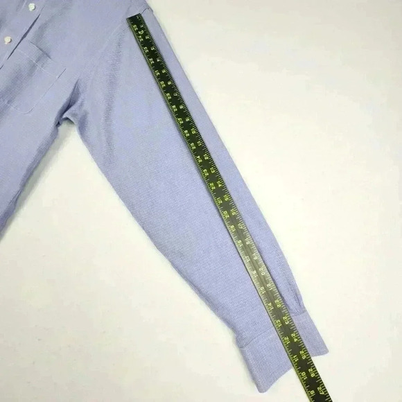 Brooks‎ Brothers Mens Regent Dress Shirt Sz 16 4-5 Non Iron Blue Micro Geometric - Picture 14 of 16